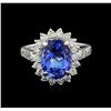 Image 2 : 14KT White Gold 3.63 ctw Tanzanite and Diamond Ring