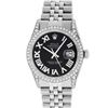Image 3 : Rolex Mens Stainless Steel Black Roman Diamond Datejust Wristwatch 36MM