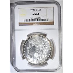 1921-D MORGAN DOLLAR  NGC MS-64