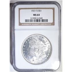 1921-S MORGAN DOLLAR  NGC MS-64