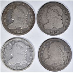 1829, 30, 31, 37 BUST DIMES  VG