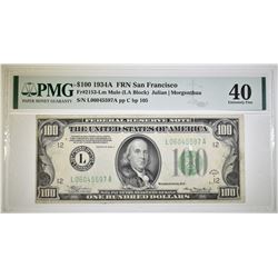 1934-A $100 FEDERAL RESERVE NOTE PMG 40