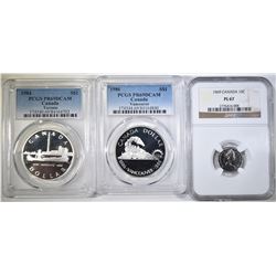 LOT OF 3 GRADED CANADIAN COINS: