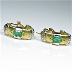 Extra Fine Colombian Emerald and Diamond Earrings