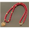 Image 1 : Ruby Beaded Necklace with gold pendant