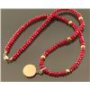 Image 2 : Ruby Beaded Necklace with gold pendant