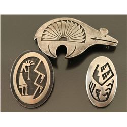 Lot of 3 Sterling Hopi Pins