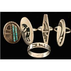 Lot of 5 Native Sterling Rings
