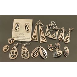 Lot of 8 Pairs of Sterling Hopi Earrings