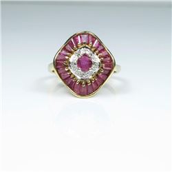 Elegant Ballerina style Ruby and Diamond Ring