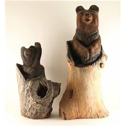 Lot of (2) Wooden Stump Bears