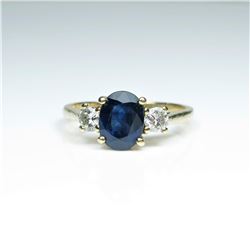Classic Blue Sapphire and Diamond Ring