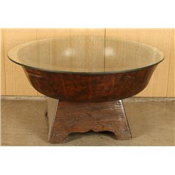 Vintage Wooden Carved Display Table