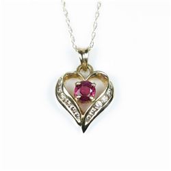 Romantic Ruby and Diamond Heart Shaped Pendant
