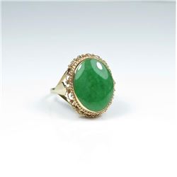 Antique Fine Quality 18 karat Green Jade Ring