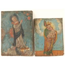 Pair of Retablos on Tin