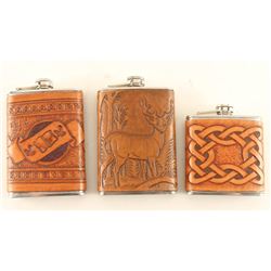 Lot of (3) Leather Flasks