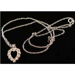 14K White Gold Heart Shape Diamond Pendant