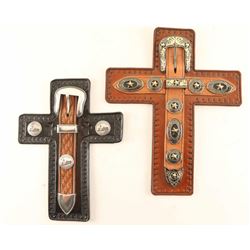 Lot of (2) Leather Crosses