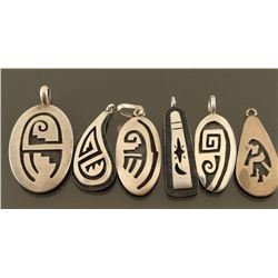 Lot of 6 Hopi Sterling Pendants