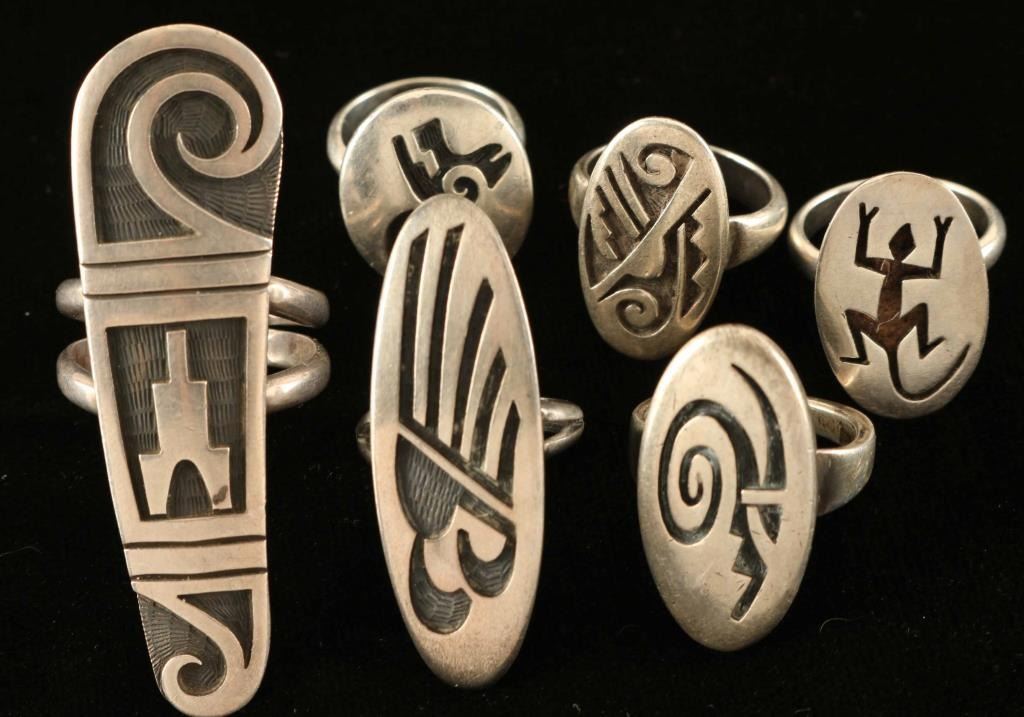 Lot of 6 Sterling Hopi Rings