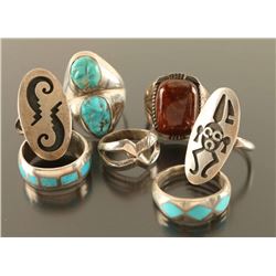 Lot of 7 Navajo and Hopi Rings