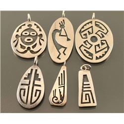 Lot of 6 Sterling Hopi Pendants