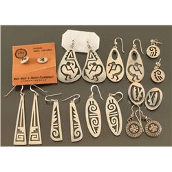Lot of 10 Hopi Sterling Earrings