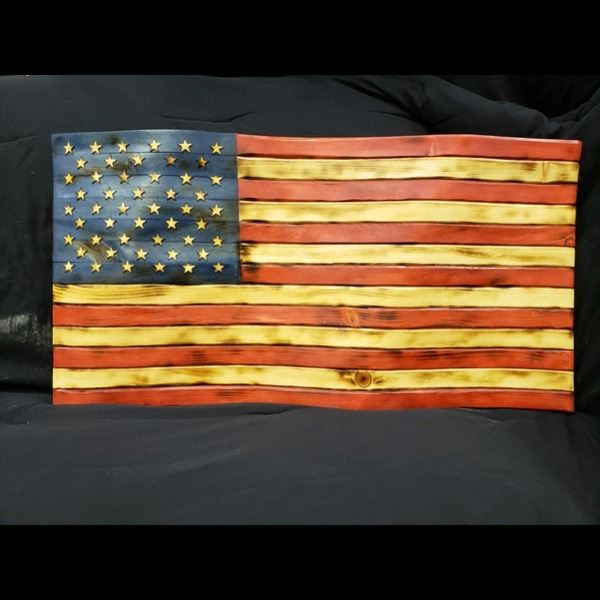 SPECIAL ITEM 2 - Custom Made Wooden Vintage Waving US Flag with a 1 in 3 Chance to win a Stay in Las