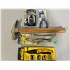 Image 1 : LOT OF 5 HAND TOOLS - 24 OZ HAMMER, DEWALT KNIFE, VICE GRIPS, PLIERS, LOCK.