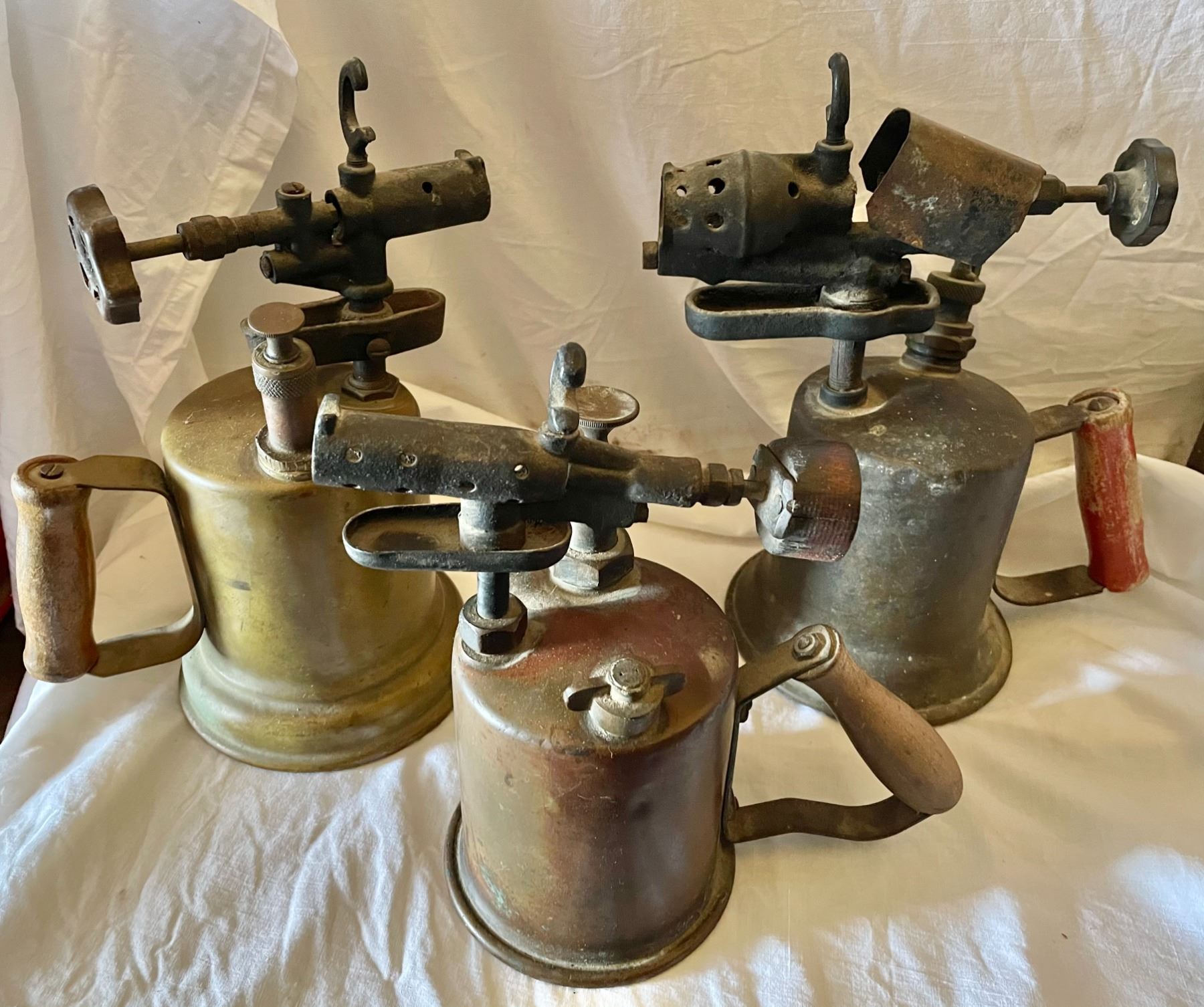 LOT OF 3 ANTIQUE BRASS BLOW TORCHES