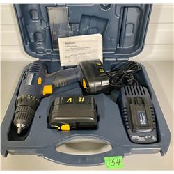 MC CORDLESS DRILL WITH EXTRA BATTERY AND CHARGER IN CASE