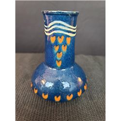 German Blue Glazed Ceramic Heart Vase
