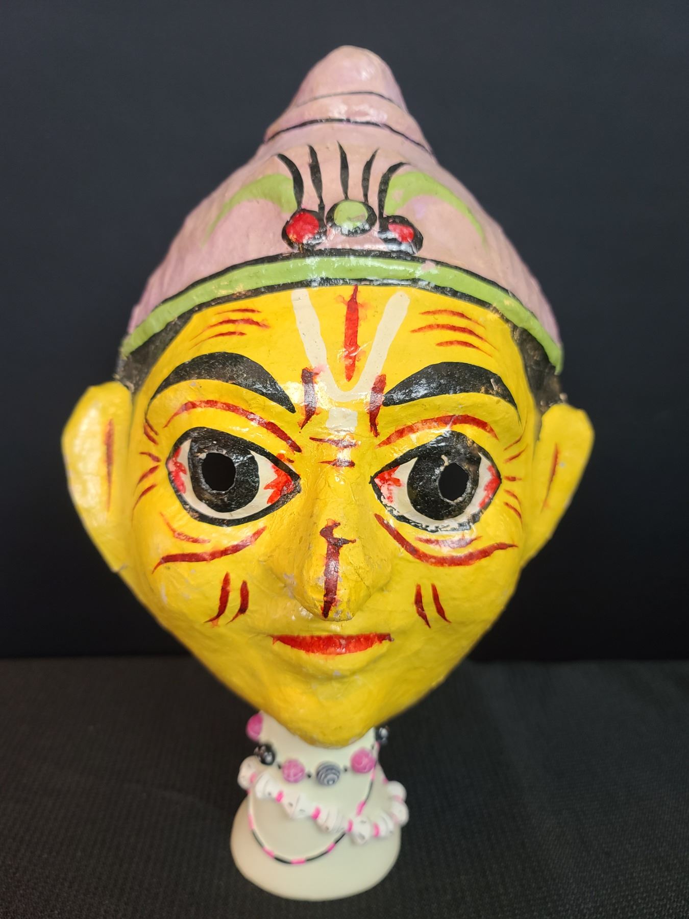 Handmade Paper Mask With Pink Hat