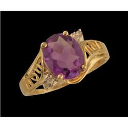 10KY Gold 2.00ct Amethyst and Diamond Ring