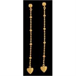 14KY Gold (not plated) Heart Dangling Earrings