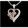 Image 1 : 10K Gold Sweet Triple Diamond Heart Pendant