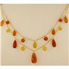 Image 1 : 14KY Gold Pear Shaped Amber Drop Necklace