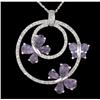 Image 1 : 14KW Gold Iolite/.38ct Diamond Double Circle Ne
