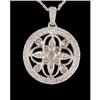 Image 1 : 14KW Gold Circle Flower Diamond Necklace