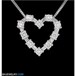 14KW Gold .75ct Diamond Silhouette Heart Pendant