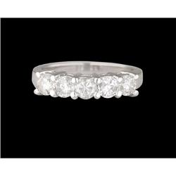 1.00ct Five Stone Diamond Wedding Band 14K Whi