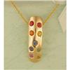Image 1 : 14KY Gold .75ct Genuine Multi Sapphire Pendant
