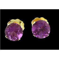 14KY Solid 1.63 Genuine Amethyst Studs Earring