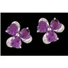 Image 1 : 14KW Gold 3.00ct. Amethyst Flower Earring