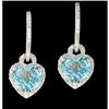 Image 1 : 14KW Gold 6.50ct.  Blue Topaz/Diamond Heart Ea