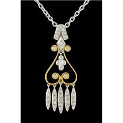 14K Gold Dangling Chandelier Diamond Pendant