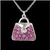 Image 1 : 14k Gold .60ct Pink Sapphire Diamond PurseCharm