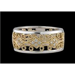 14K gold Two-Ton Antique Design Diamond Band