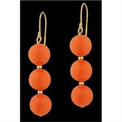 14KY Gold (not plated)Triple Coral Earrings
